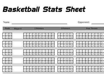 Printable Basketball Stats Sheet